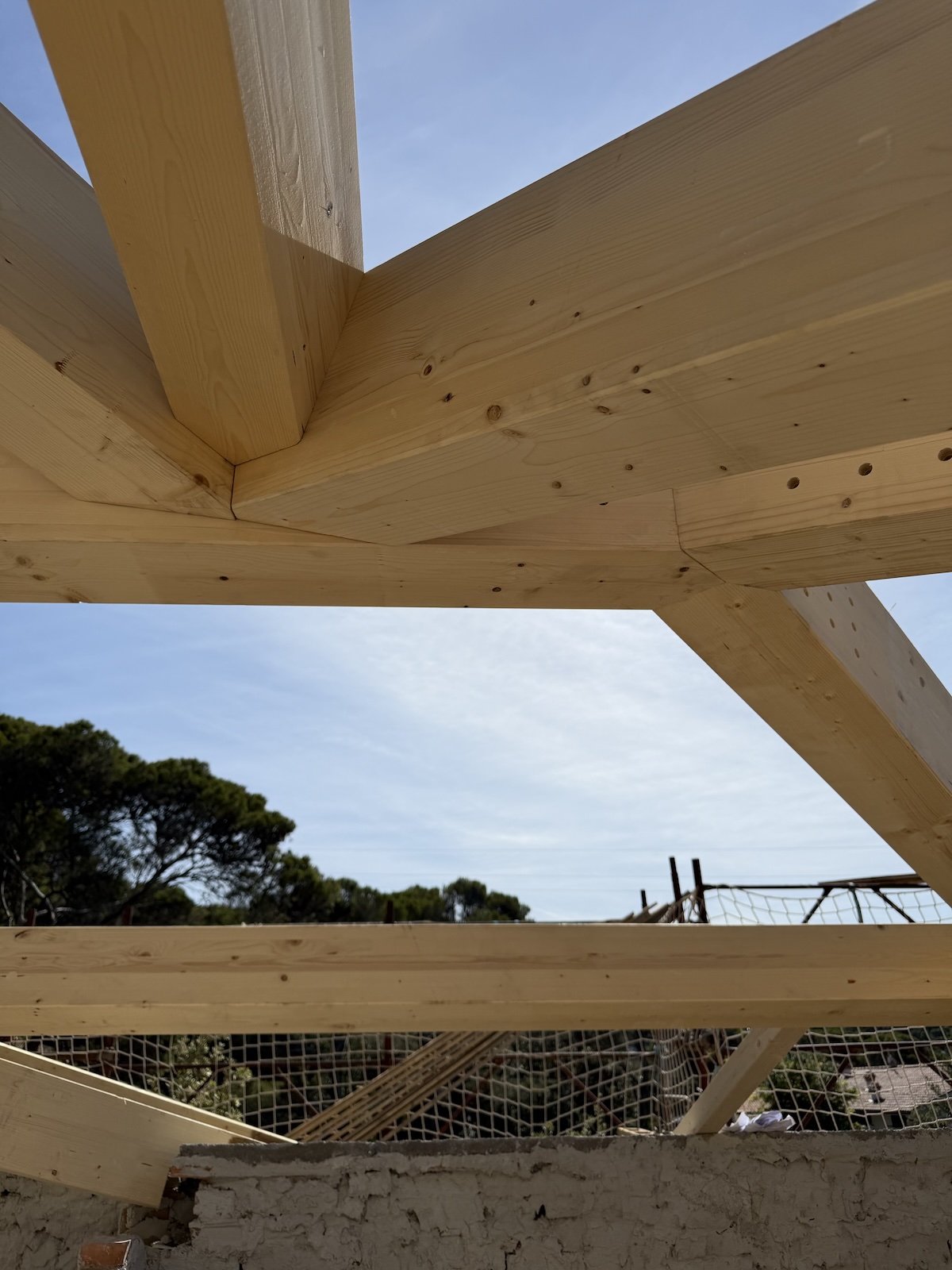 lavorazioni elementi in legno del tetto in legno lamellare